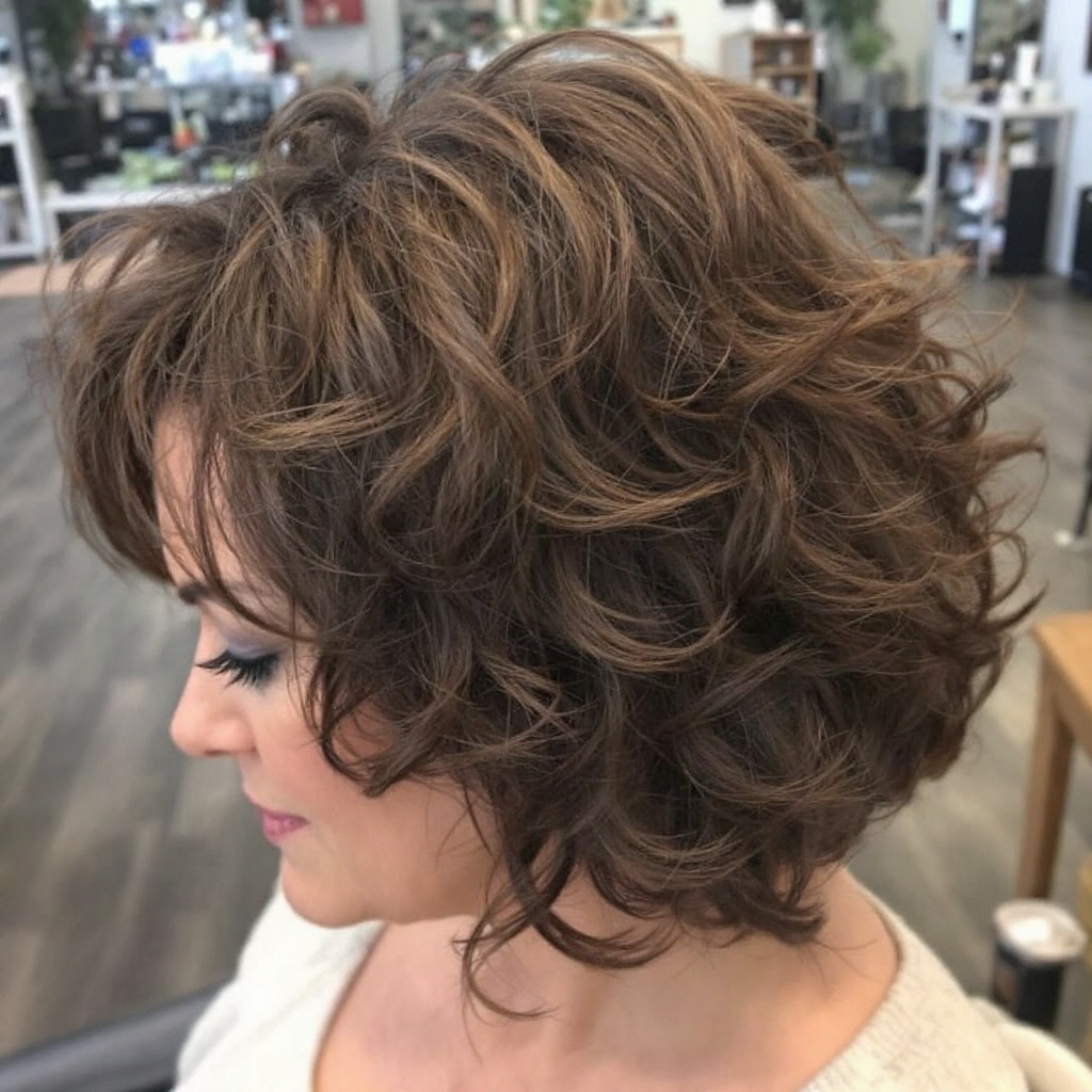 Curly Bob Hair Cut For Women Over 50